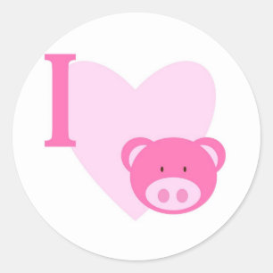 I Heart Pigs Stickers