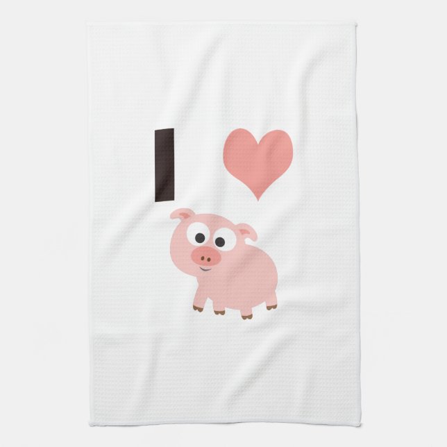 I heart pigs tea towel (Vertical)