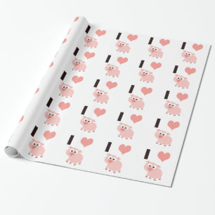 I heart pigs wrapping paper