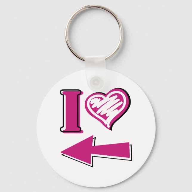 I heart - Pink Arrow Key Ring (Front)