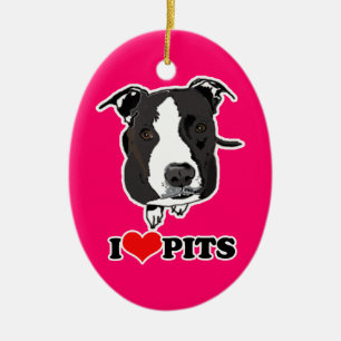 I HEART PITS (PIT BULLS) - 2 SIDED ORNAMENT