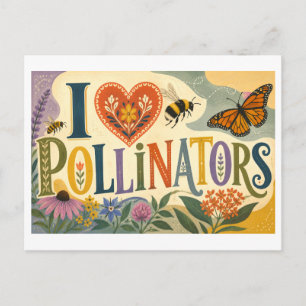 "I [Heart] Pollinators" Postcard