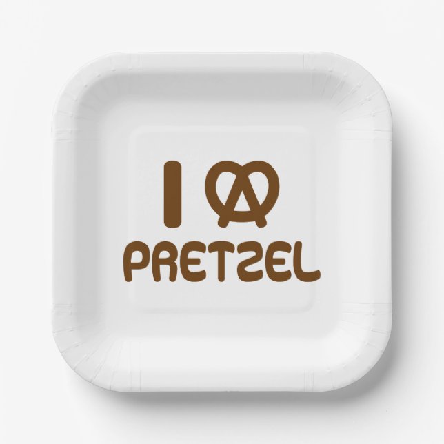 I Heart Pretzel Paper Plate (Front)
