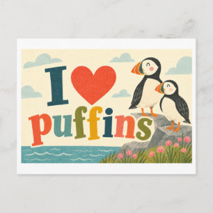 "I [Heart] Puffins" Postcard
