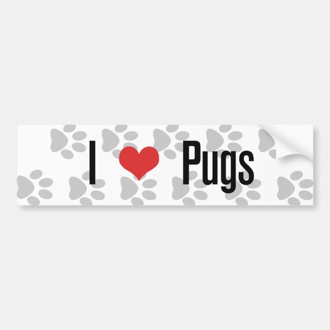 I (heart) Pugs Bumper Sticker (Front)
