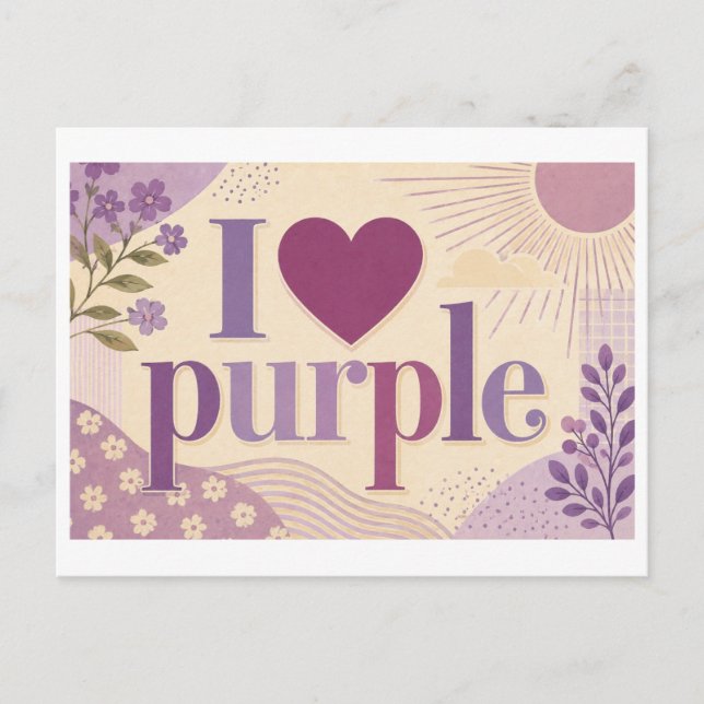 "I [Heart] Purple" Postcard (Front)