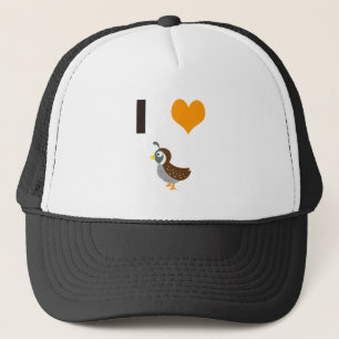 I heart quail trucker hat
