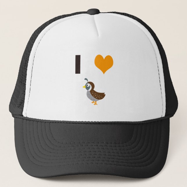 I heart quail trucker hat (Front)
