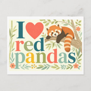"I [Heart] Red Pandas" Postcard