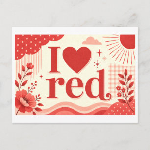 "I [Heart] Red" Postcard