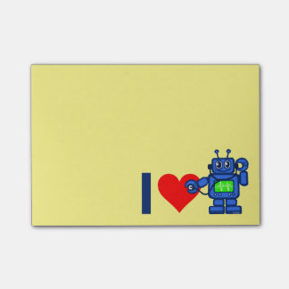 I heart robot, robot listen to heart post-it notes