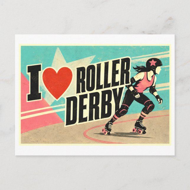 "I [Heart] Roller Derby" Postcard (Front)