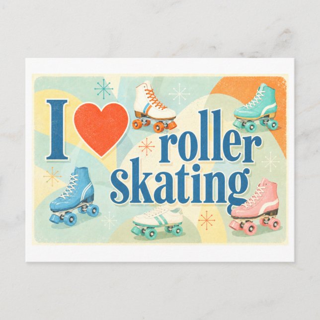 "I [Heart] Roller Skating" Postcard (Front)