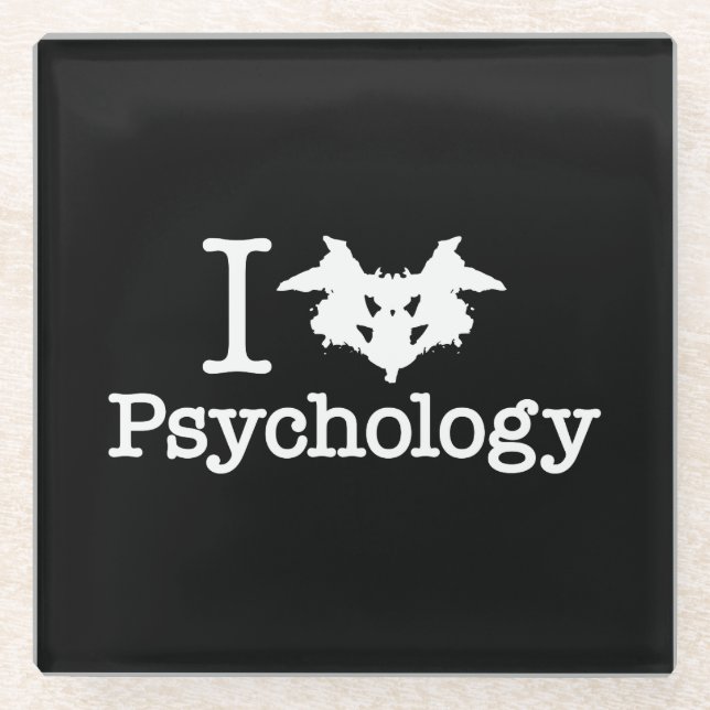 I Heart (Rorschach Inkblot) Psychology Glass Coaster (Front)