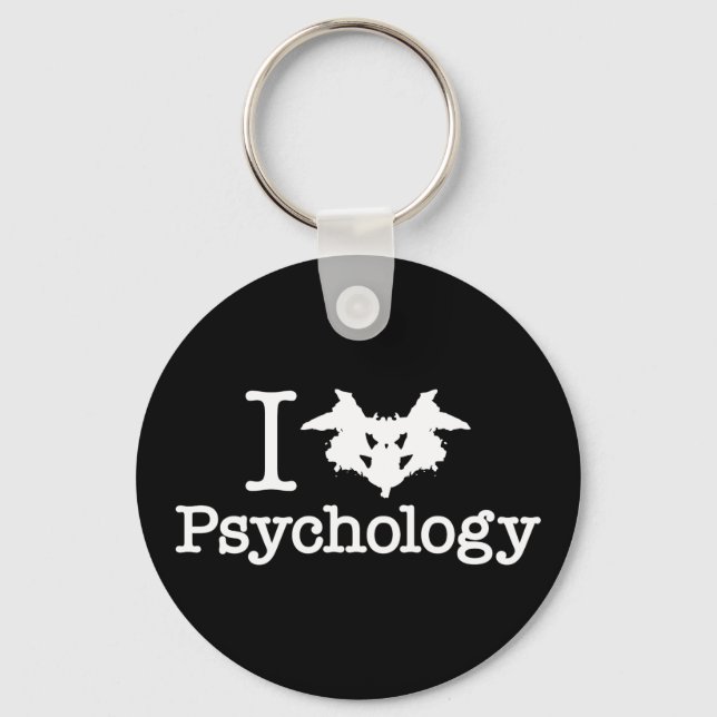 I Heart (Rorschach Inkblot) Psychology Key Ring (Front)