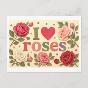 "I [Heart] Roses" Postcard