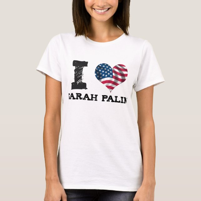 I Heart Sarah Palin (US Flag) T-Shirt (Front)