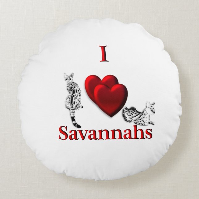 I Heart Savannah Cat Round Cushion (Front)