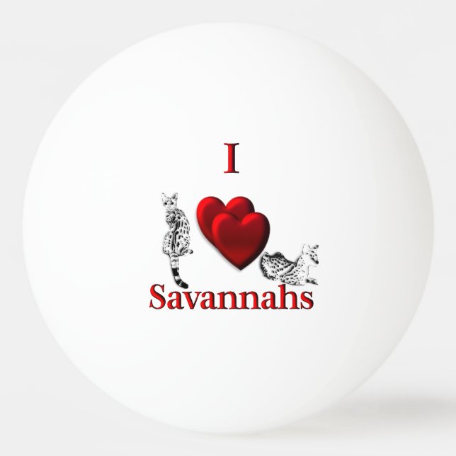 I Heart Savannah Cat Silver Ping Pong Ball (Front)
