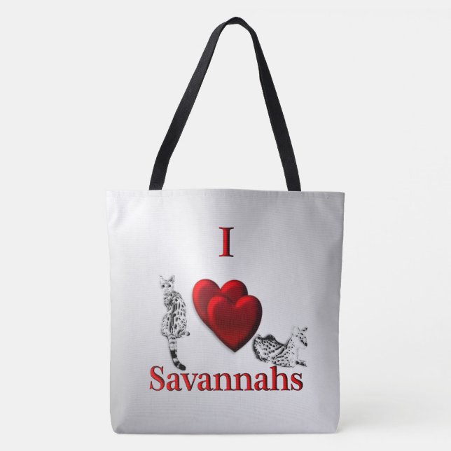 I Heart Savannah Cat Silver Tote Bag (Front)