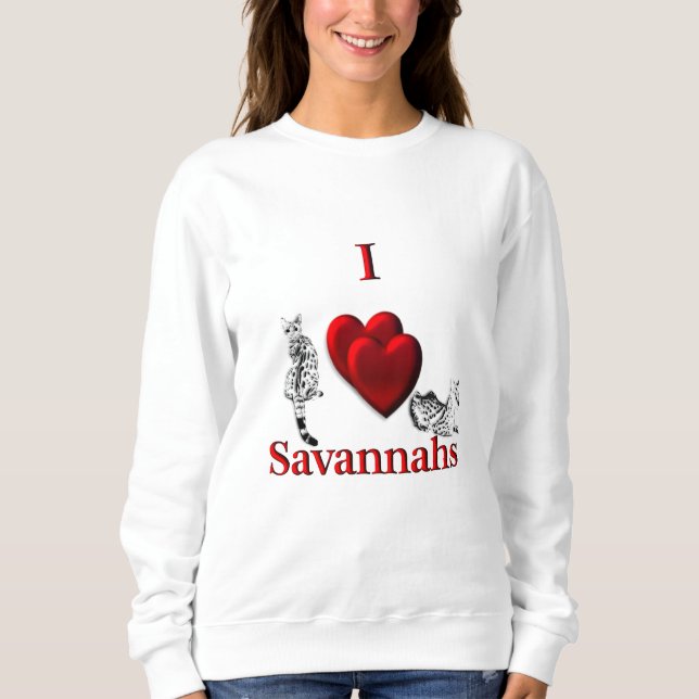 I Heart Savannah Cat Sweatshirt (Front)