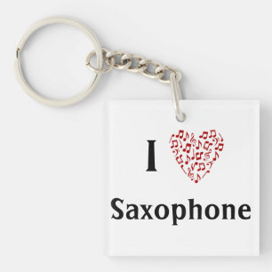 I Heart Saxophone - Music Instrument Key Ring