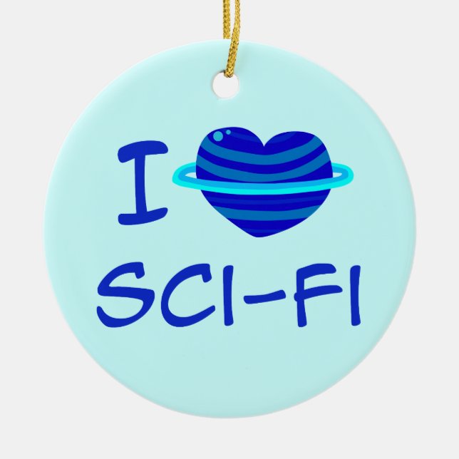 I Heart Sci-Fi Ceramic Tree Decoration (Front)