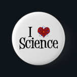 I Heart Science 6 Cm Round Badge<br><div class="desc">Cute I Love Science design with an atom model in front of the heart.</div>