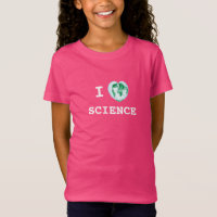 I Heart Science Girls T-Shirt World Map Watercolor
