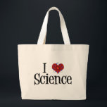 I Heart Science Large Tote Bag<br><div class="desc">Cute I Love Science design with an atom model in front of the heart.</div>