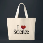 I Heart Science Large Tote Bag<br><div class="desc">Cute I Love Science design with an atom model in front of the heart.</div>