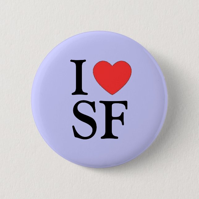 "I Heart SF (San Francisco)" Pinback Button (Front)