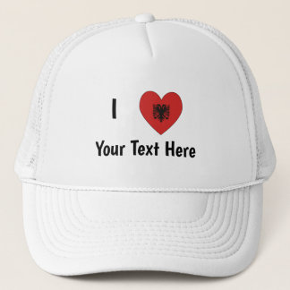 I (Heart Shaped Albanian Flag) Your Text Trucker Hat