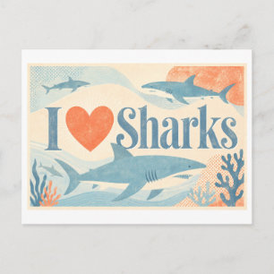 "I [Heart] Sharks" Postcard