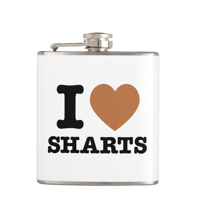 I Heart Sharts Funny Graphic Hip Flask (Front)