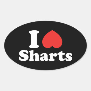 I Heart Sharts Oval Sticker