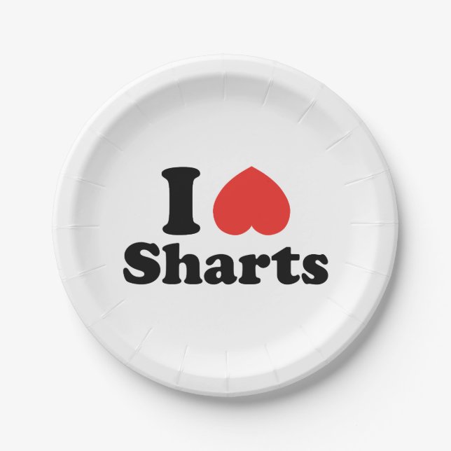I Heart Sharts Paper Plate (Front)