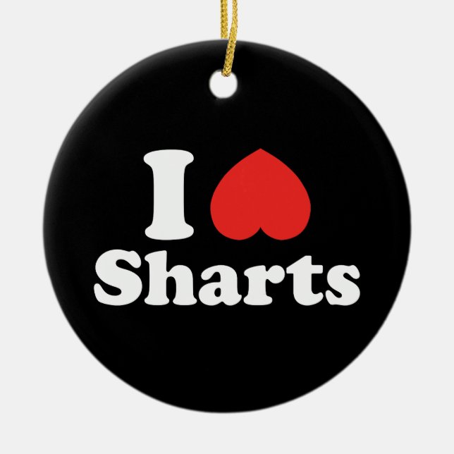 I Heart Sharts Ping Pong Ball Ceramic Tree Decoration (Front)