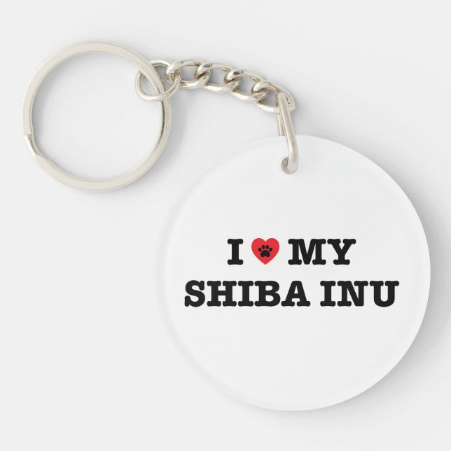 I Heart Shiba Inu Acrylic Keychain (Front)