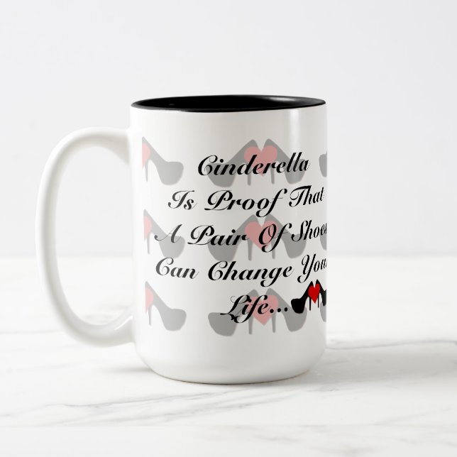 I Heart Shoes Pattern Shoe Quote Mug (Left)