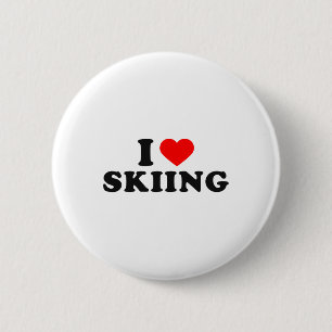 I Heart Skiing Love Snow Lover  6 Cm Round Badge