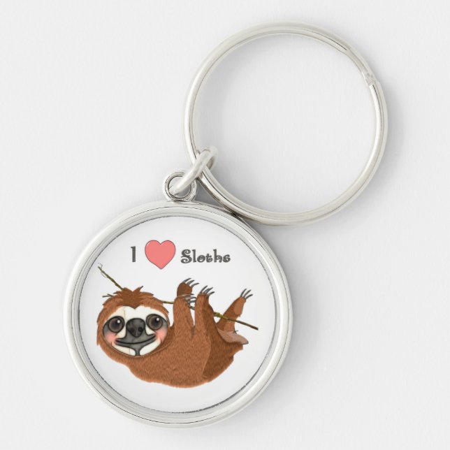I Heart Sloths Baby Animals Key Ring (Front)