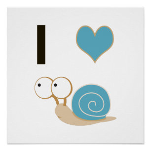 I heart snails - blue poster