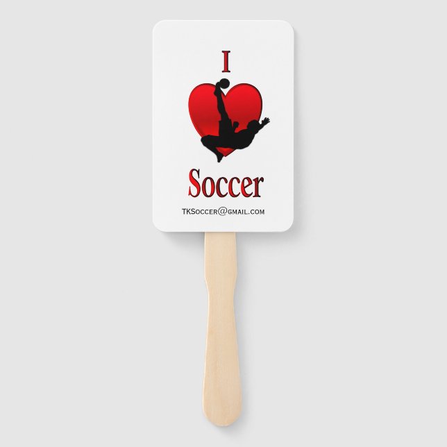 I Heart Soccer with Team Email or Name Hand Fan (Back)