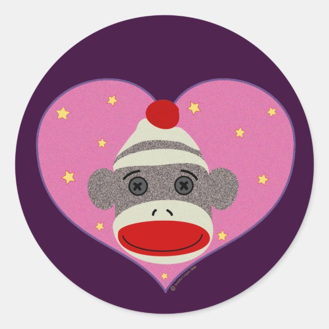 I Heart Sock Monkey Sticker (Front)