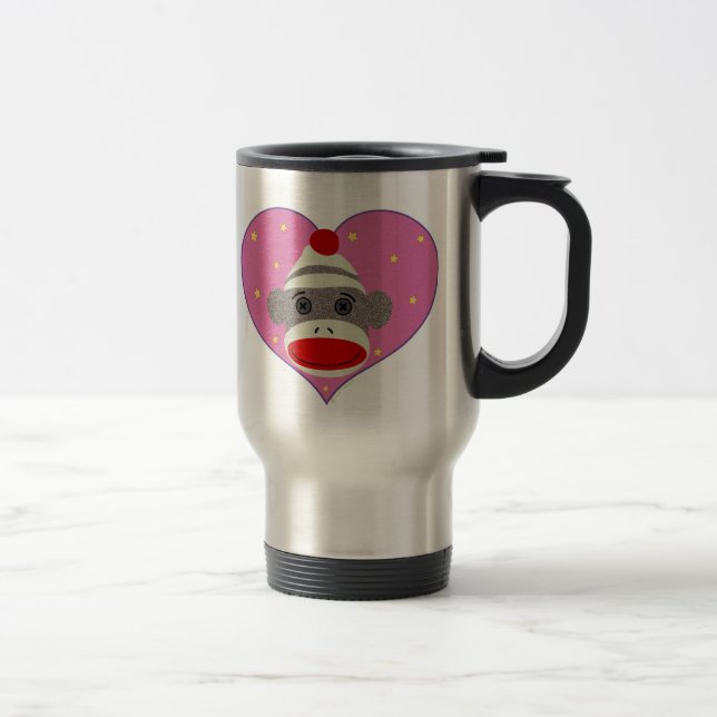 I Heart Sock Monkey Travel Mug (Right)