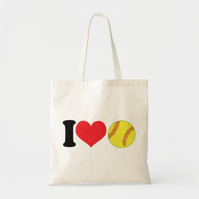 I Heart Softball Tote Bag (Front)