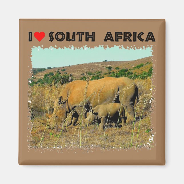 I Heart South Africa Rhino amongst the reeds Magnet (Front)