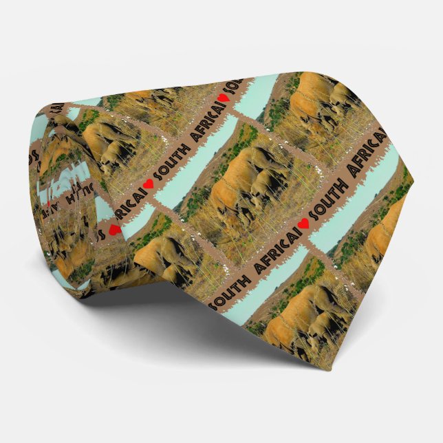I Heart South Africa Rhino amongst the reeds Tie (Rolled)