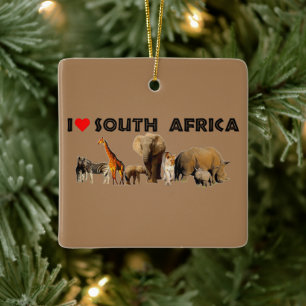 I heart South Africa Wildlife Collage Ceramic Orna Ornament
